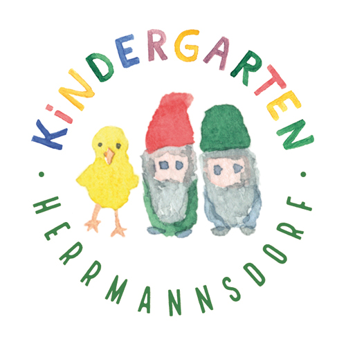Kindergarten Herrmannsdorf, Logo, Illustration, Aquarell, Wichtel, Küken