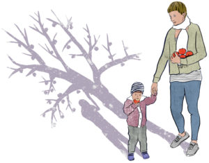 Apfelsuechtig, Illustration, Mutter und Tochter, Collage