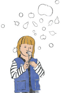 Bubblegirl, Herbst, Mädchen, Seifenblasen, Illustration