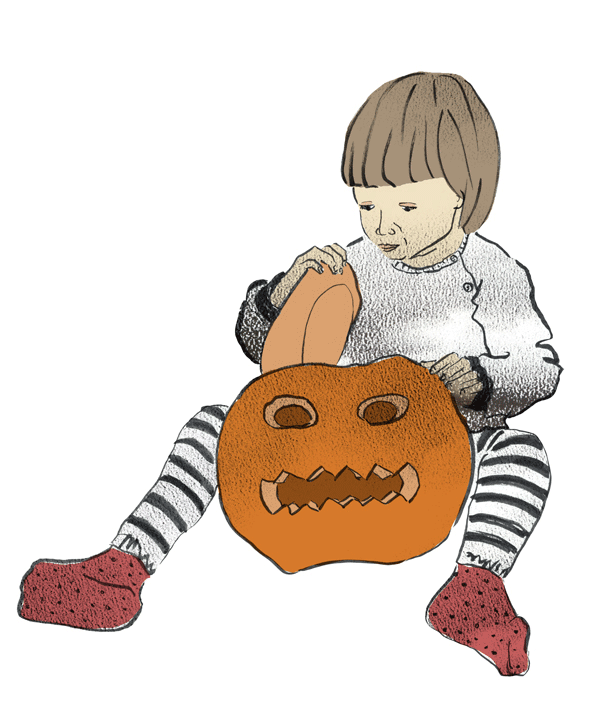 Kuerbis, Mädchen, Happy Halloween, Illustration