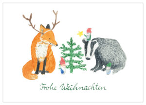 Fuchs und Dachs im Waldkindergarten, Kindergarten Herrmannsdorf, Illustration, Weihnachten