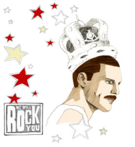Freddie Mercury Illustration London Bleistiftzeichnung we will rock you
